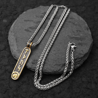 Collier Viking en Acier Inoxydable 316L, Pendentif Barre Runes Nordiques, Bijoux Unisexe, Vente en Gros, Double Couleur