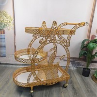Chariot de nourriture du Moyen-Orient, chariot de luxe en métal haut de gamme de style fusée, poussé à la main, chariot à légumes et desserts, table à thé mobile