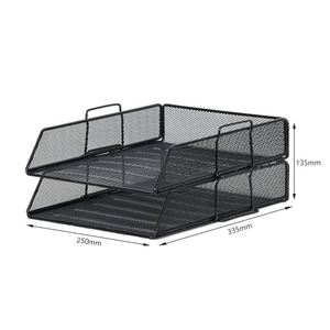 2 Tier A4 Mesh in Trays Stackable Office Desk Tidy <b>File</b> Holder Magazine Storage Paper <b>Document</b> Letter Organiser - Product Image 2