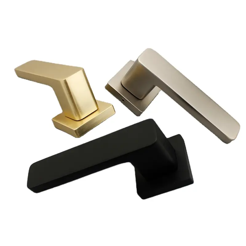 Estilo moderno Matt Black Handle Lever Interior Door Handle Lever com ouro chapeado