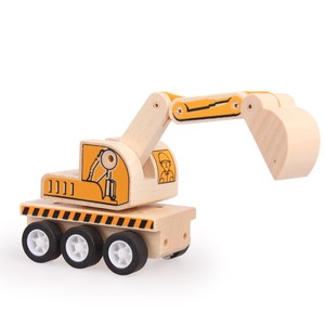 Véhicules de construction en bois pour enfants Runwood, excavatrices, camions, bétonnières, bulldozers, blocs de construction, jouet éducatif - Product Image 2