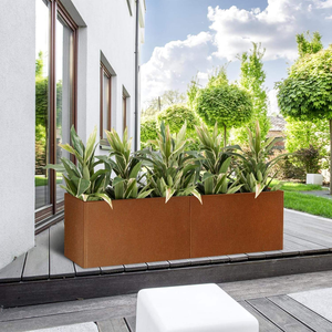 Jardinière extérieure en acier Corten avec cloison - Product Image 4