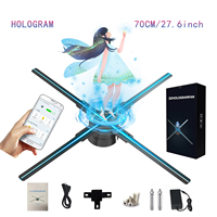 Projecteur holographique 3D haute résolution signalisation numérique télécommande téléphone 70cm affichage holographique 3D ventilateur LED 3D