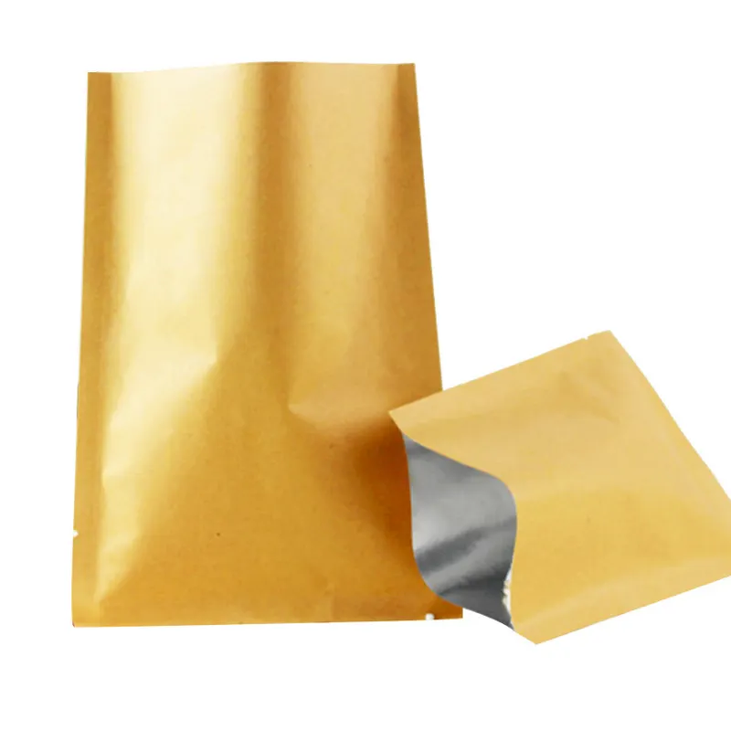 Tamanho diferente Marrom 3 Side Seal Folha De Alumínio Saco de Papel Kraft