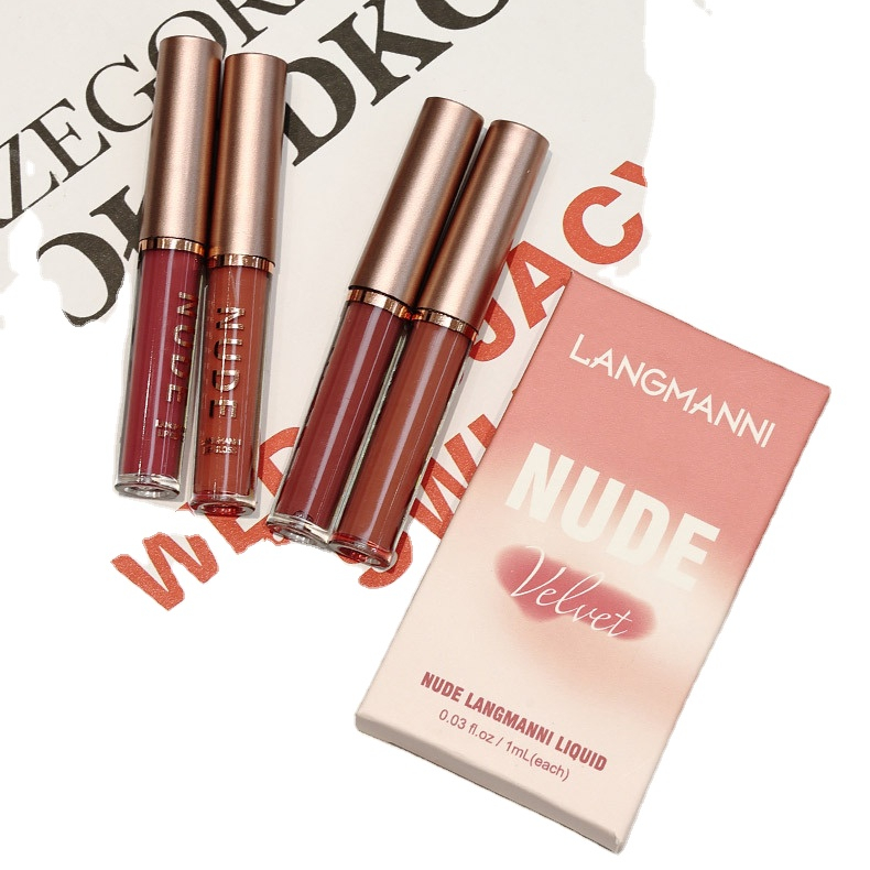 Langmanni 4 шт. матовые водонепроницаемые модные высококачественные индивидуальные фирменные базовые блески для губ оптом