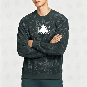 Sudadera de Cuello Redondo para Hombre, Estilo Vintage, al por Mayor, de Alta Calidad, con Logotipo Personalizado, Etiqueta Privada, 100% Algodón, Lavado Ácido - Product Image 3