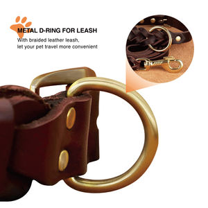 लट समायोज्य पूर्ण अनाज थोक लक्जरी असली लेदर कुत्ते कॉलर - Product Image 6