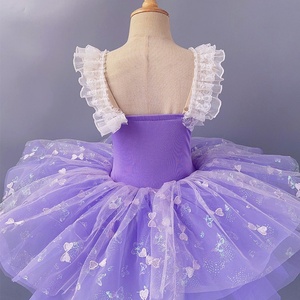 Vestito da ballo per bambine, gonna da balletto senza maniche in poliestere con paillettes, costume da piccolo cigno - Product Image 3