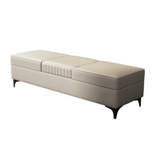 <span class=keywords><strong>Rebecca</strong></span> Ottoman moderne en cuir véritable beige 180*40*40cm avec grand rangement et couvercle relevable, table basse, tabouret pour hôtel et mobilier de maison - Product Image 2