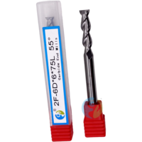 Fraiseuse CNC personnalisable OEM 55 degrés 6D*6*75L à 2 cannelures en acier au tungstène revêtu noir 55HRC pour fraisage de l'aluminium
