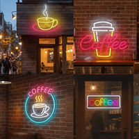 Enseigne au néon LED personnalisée pour café, avec panneau arrière en acrylique, décoration murale pour café, bistrot, devanture de magasin, décoration murale commerciale