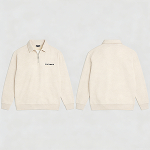 Mens 1/4 <b>Zip</b> Neck Sweat Top Heavyweight Cotton Fleece Quarter <b>Zip</b> Pullover Gots Certified Oem Custom Logo Private Label - Product Image 2