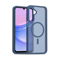 Étui de téléphone portable magnétique antichoc de qualité supérieure Fundas Samsung Galaxy A16 A17 Bleu translucide mat au toucher doux Housse de téléphone personnalisée