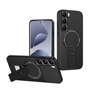 Nouvelle couverture de téléphone en Fiber de carbone hybride Tpu Pc la plus vendue pour Infinix Hot 60 Pro + 4G étui magnétique avec support - Product Image 1