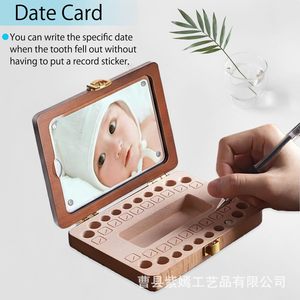 Baby Tooth Storage Box Wooden With Mirror <b>Photo</b> <b>Frame</b> Keepsake Collection Box For Children 0-6 Months - Product Image 3