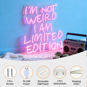 Neonawall JE NE SUIS PAS ÉTRANGE, JE SUIS EN ÉDITION <span class=keywords><strong>LIMITÉE</strong></span>, enseigne au néon LED IP65 rose chaud pour la décoration murale de la chambre/studio - Product Image 2