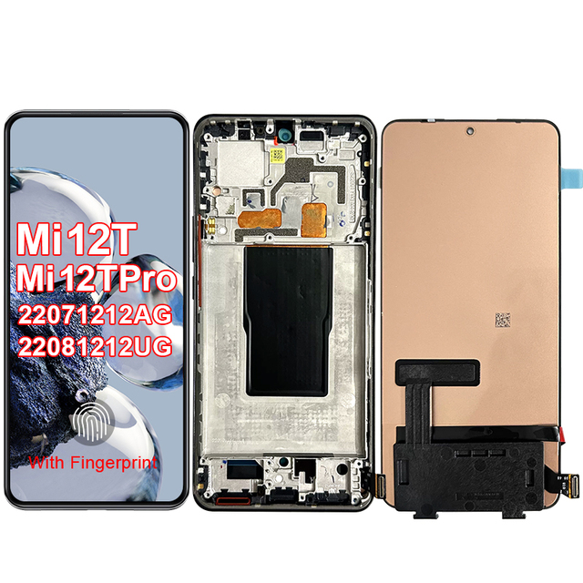 Mobile Phone Mi 12T Pro 22081212UG Tela Pantalla Frame Replacement Digitizer Assembly Touch Screen Mi 12T LCD Display for Xiaomi