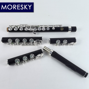 Flûte en ébène MORESKY /C+B+Bb Pied 16+17+18 Trou ouvert Plaqué argent Clé E Grenadilla Professionnelle MFL-1601 - Product Image 2
