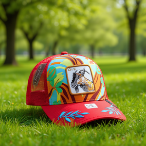 Cappello Trucker Boune con Ricamo Animale, 6 Pannelli in Rete, Unisex per Adulti, Casual Primavera-Estate con Stampa in Sublimazione - Product Image 2