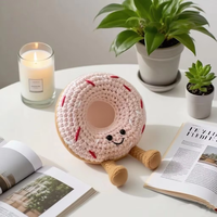 Kit de porte-clés en peluche en forme de beignet au crochet de haute qualité, fournitures complètes pour le bricolage inclus, artisanat de tricot DIY pour enfants et filles