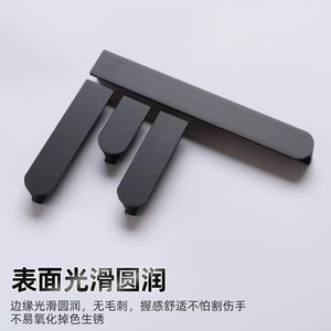 Modern Minimalist Aluminum Alloy <b>Cabinet</b> Handles Bar Shape Durable Drawer Door Hardware Black Finish - Product Image 3