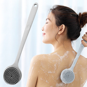 Silicone Simple Long Handle <b>Bathing</b> Brush Shower Body <b>Scrubber</b> Multifunction Massage Cleaning Tools GZ RTS Bulk Mixed Order - Product Image 3