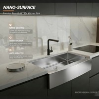 Évier de cuisine OEM fait main, design moderne, grand modèle, en acier inoxydable 304, à cuve unique, style ferme, 760*500mm, calibre 18, avec façade d'apport sans robinet