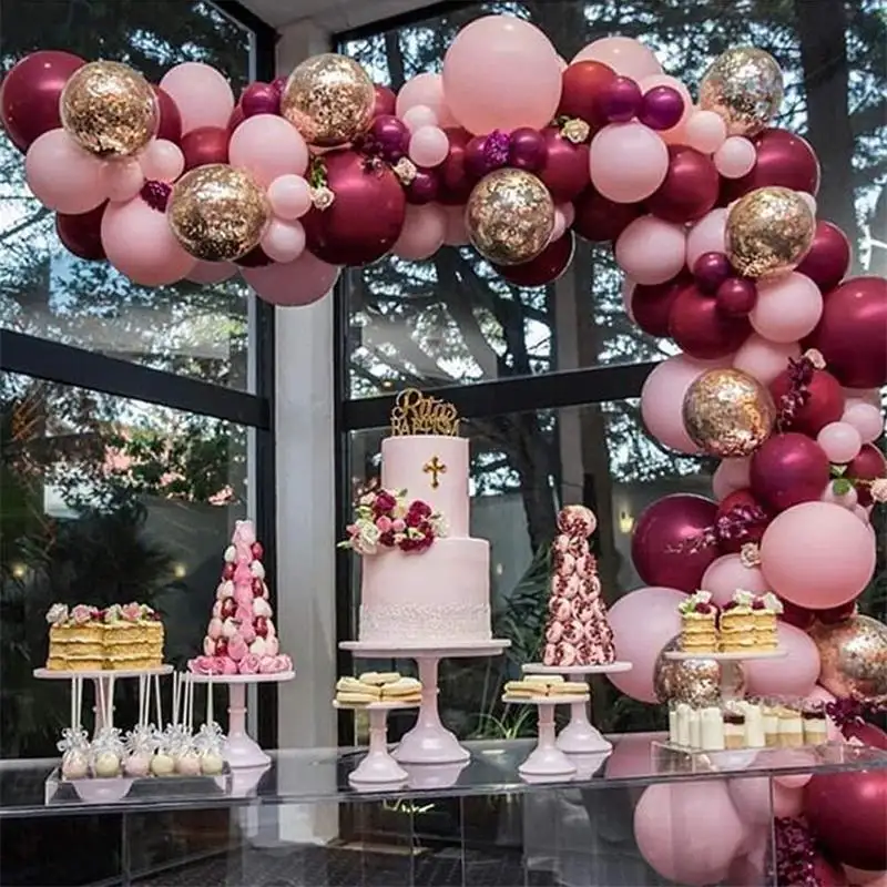 Patimate — ensemble de ballons rouge et Rose, 102 pièces, Kit d'arche de ballons pour anniversaire, guirlande décorative, offre spéciale