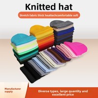 Bonnet tricoté jacquard basique unisexe avec bouton, couleur unie, en acrylique léger, pour l'hiver, modèle transfrontalier