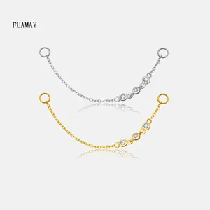 FUAMAY moda minimalista decorazione personalizzata borchie 925 argento zircone decorazione orecchini orecchini 18K placcato oro fai da te