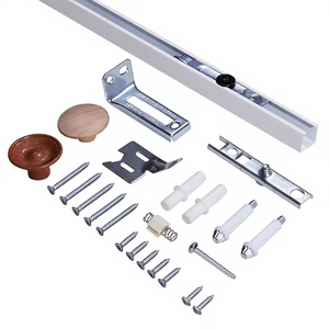 Kit de quincaillerie pour porte coulissante pliante légère d'intérieur en acier et aluminium, capacité 250 lbs, pour hôtel, villa, appartement, bureau, immeuble - Product Image 3