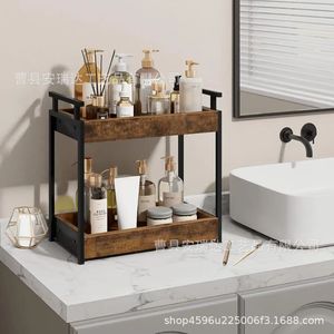 Wooden <b>Storage</b> Rack 60X70cm Double Layer Bathroom Shelves For <b>Toiletries</b> And Condiments Durable Freestanding - Product Image 2