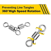 JSFUN 250pcs/Set Konektor Pancing Baja Tahan Karat 2 4 6 8 10 Bearing Barel Rolling Swivel Snap Hook Cincin Padat Umpan Pancing