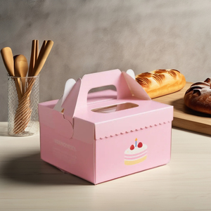 Customized <strong>Cake</strong> <strong>Box</strong> <strong>Cake</strong> Packaging Container Food <strong>Paper</strong> <strong>Box</strong> Slice <strong>Cake</strong> <strong>Box</strong> with Handle and PVC Window - Product Image 3
