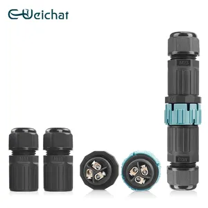 E-Weichat Factory Supplier M23MF Led Garden Lighting Wire Connecting 3 Pin PA66 Plastic IP68 Waterproof Connector
