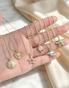 Micro Inlaid Flower Starfish Dolphin Heart Coin Link <b>Chain</b> for Women Gift Wholesale Jewelry Style Gold Color Pendant Necklace - Product Image 4