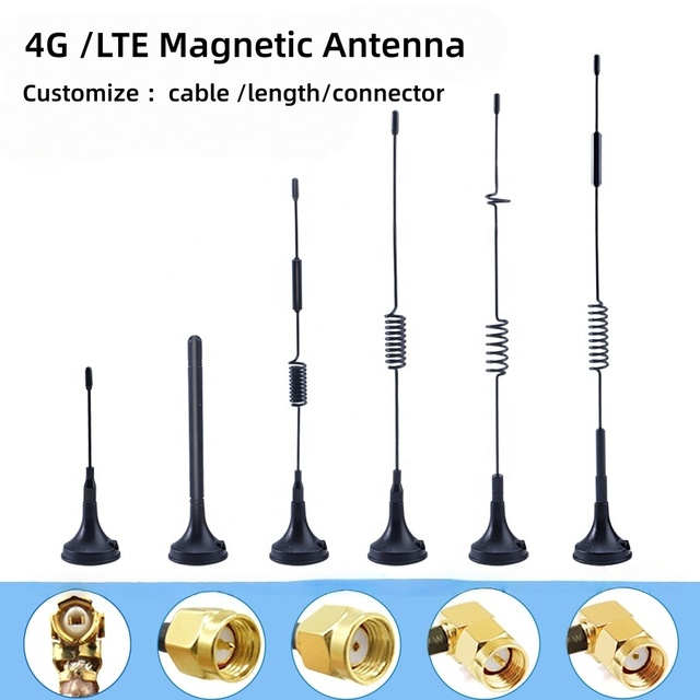 698-2700MHz Full Band Omni Directional Helical Spring Magnetic Mount 3G 2.4G 4G LTE Lora Antenna with RG174 Cable Customized