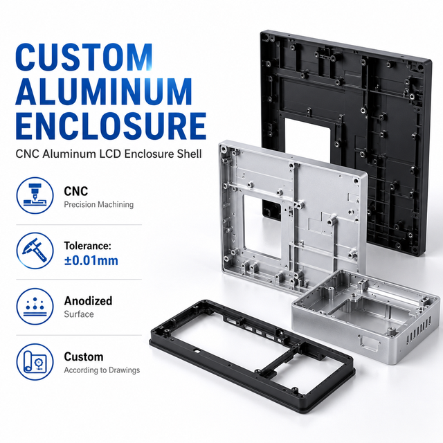 Custom Anodized Enclosure Shell Cnc Aluminum LCD Display Screen Case Frame