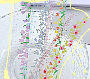 Righello in acrilico con motivo floreale stile pittura a olio Han Ins, per studenti e ufficio, per <span class=keywords><strong>disegno</strong></span> e cancelleria a tema cartone animato - Product Image 2