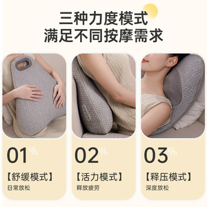 Multifunctional <b>Massage</b> <b>Pillow</b> Gray Lumbar Support USB Rechargeable Mechanical <b>Massage</b> Back Relief Office Car Use - Product Image 5