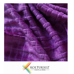 High Quality 250gsm Purple Tencel Corded Knitted Velour Fabric Stretch Velvet Garment Bulk Textile Material - Product Image 1