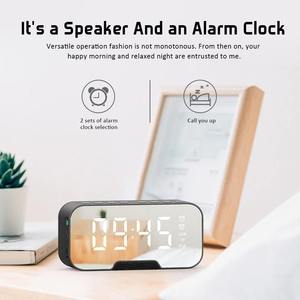 Çift <span class=keywords><strong>Alarm</strong></span> modu ile kablosuz hoparlör ayna <span class=keywords><strong>LED</strong></span> çalar saat 5.0 müzik çalar elektronik dijital masa saati - Product Image 5