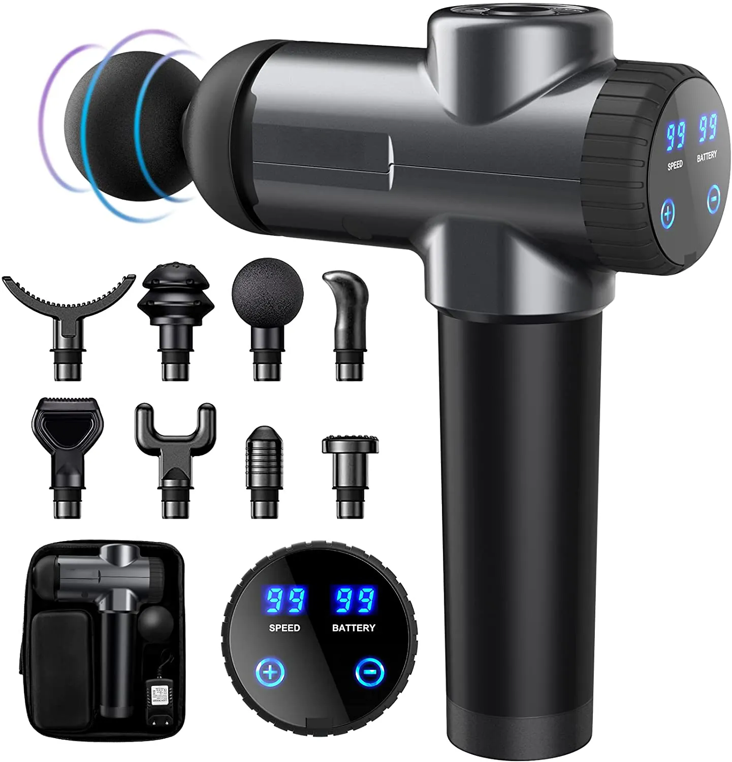 Cheap Personalized cordless Massage Gun With LED LCD Touch Screen 4 6 heads Accessories 20 32 Speed