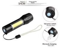 Mini lampe torche tactique LED en gros avec zoom, intensité réglable, batterie au lithium rechargeable, IP44, lumière du jour 6000K pour le camping