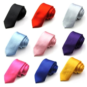 เนคไทผู้ชายแบบแคบ ขนาด 5 ซม. สีน้ำเงินรอยัล สีเหลืองทอง สีพื้นเรียบ ขนาด 2 นิ้ว เนคไททรงสลิม - Product Image 4