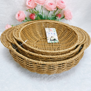 Handmade Woven Rattan Storage <b>Basket</b> 26.5x8cm Eco-Friendly Fruit Vegetable Display For Shopping Malls Supermarkets - Product Image 1
