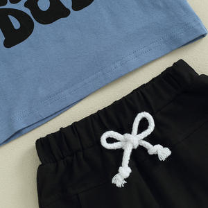 Enfant en bas âge bébé garçon vêtements d'é<span class=keywords><strong>t</strong></span>é ensemble lettre imprimer col rond manches courtes <span class=keywords><strong>T</strong></span>-Shirts taille élastique Shorts 2 pièces enfants tenues - Product Image 6
