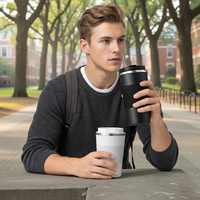 Gobelet de voyage personnalisé en acier inoxydable de 380 ml et 510 ml avec manchon en silicone antidérapant, tasse à café à double paroi pour le bureau, la voiture, les voyages en plein air