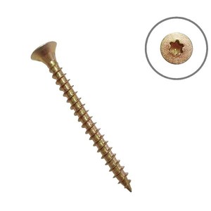 Tornillo para Aglomerado de Cabeza Plana Bicromatado, Certificado RoHS, para Aplicaciones en Paneles Eléctricos, Suministro de Fábrica - Product Image 1
