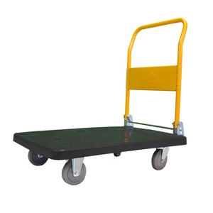 Vente d'usine 300 kg Chariot à plateforme en plastique avec roulettes élastiques durables, poignée pliable, chariot à plateforme, chariot à main - Product Image 2